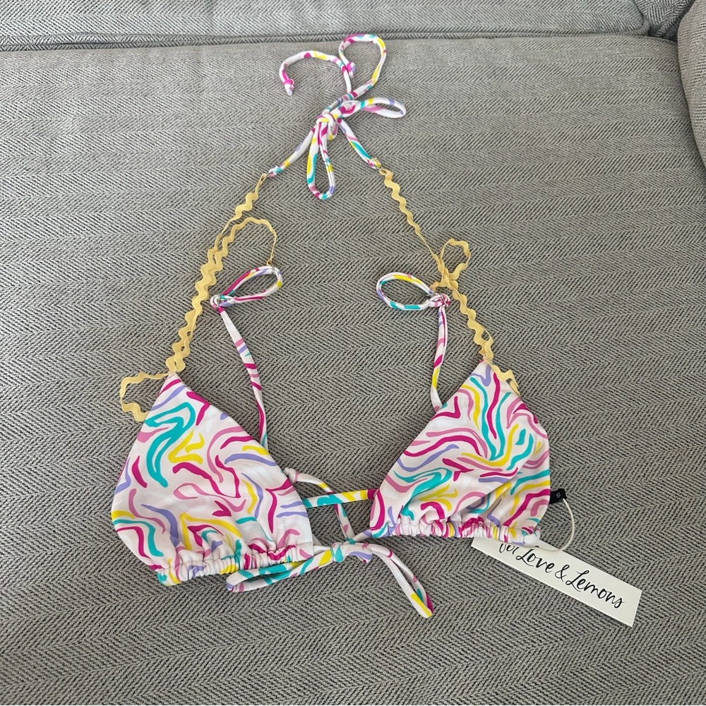 NWT For Love & Lemons Palmer &‎ Noah Triangle Bikini Top Size Small